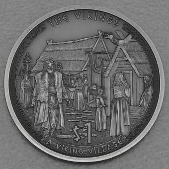 Silbermünze 1/2oz "A Viking Village" 2022 (AF) Vikings (Samoa)