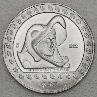 Silbermünze 1/2oz "Guerrero Aguila" 1992 Präkolumbische Kulturen – Azteken (Mexiko)