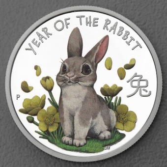 Silbermünze 1/2oz "Hase" 2023 (PP/koloriert) Lunar – Babys (Tuvalu)