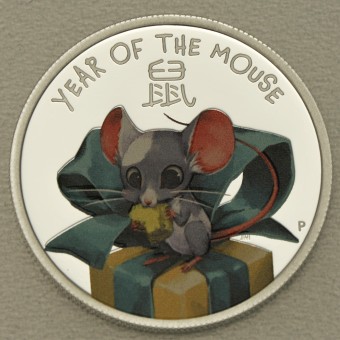 Silbermünze 1/2oz "Maus" 2020 (PP/koloriert) Lunar – Babys (Tuvalu)