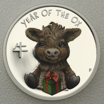 Silbermünze 1/2oz "Ochse" 2021 (PP/koloriert) Lunar – Babys (Tuvalu)