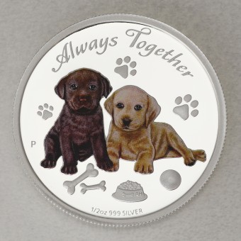 Silbermünze 1/2oz "Labrador Puppies 2016" (Tuvalu) Always Together