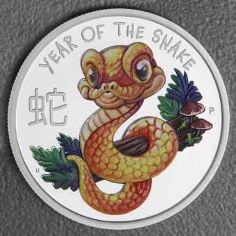 Silbermünze 1/2oz "Snake" 2025 (PP/koloriert) Lunar – Babys (Tuvalu)