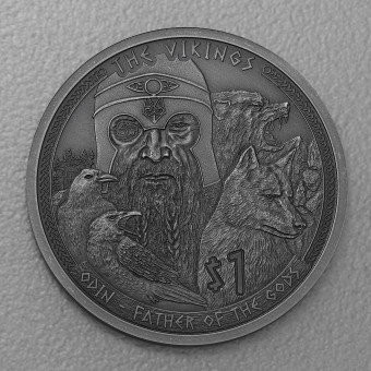 Silbermünze 1/2oz "Vikings 2022-Odin" (Samoa) Antik-Finish
