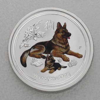 Silbermünze 1/4oz "2018 Hund" Lunar II (color.) 