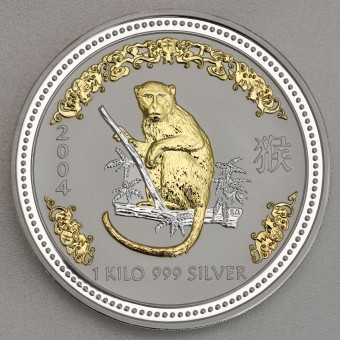 Silbermünze 1kg "Affe" 2004 (vergoldet) Lunar I – Year of the Monkey (Australien)