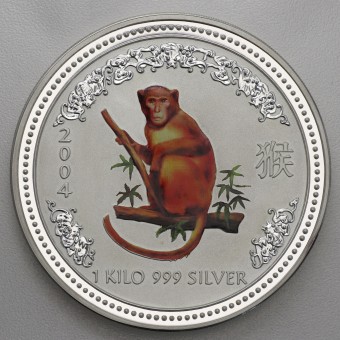 Silbermünze 1kg "Affe" 2004 (koloriert) Lunar I – Year of the Monkey (Australien)
