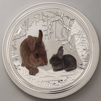 Silbermünze 1kg "Hase" 2011 (koloriert) Lunar II – Year of the Rabbit (Australien)