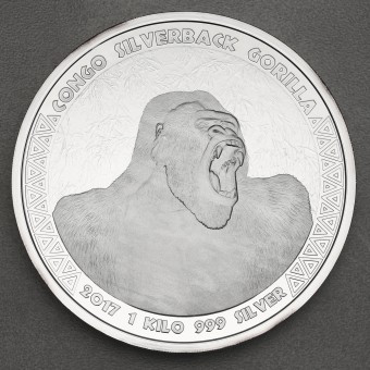 Silbermünze 1kg "Silberrücken Gorilla" 2017 (Kongo)