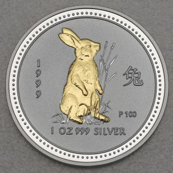 Silbermünze 1oz "Hase" 1999 (vergoldet) Lunar I – Year of the Rabbit (Australien)