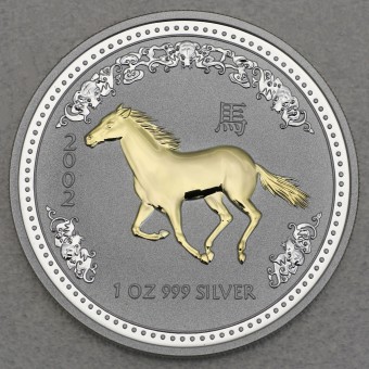 Silbermünze 1oz "Pferd" 2002 (vergoldet) Lunar I – Year of the Horse (Australien)