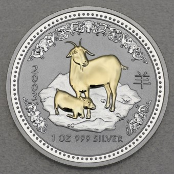 Silbermünze 1oz "Ziege" 2003 (vergoldet) Lunar I – Year of the Goat (Australien)