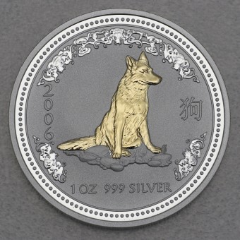 Silbermünze 1oz "Hund" 2006 (vergoldet) Lunar I – Year of the Dog (Australien)
