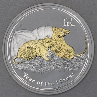Silbermünze 1oz "Maus" 2008 (vergoldet) Lunar II – Year of the Mouse (Australien)