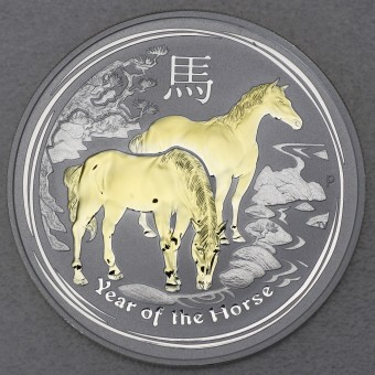 Silbermünze 1oz "Pferd" 2014 (vergoldet) Lunar II – Year of the Horse (Australien)