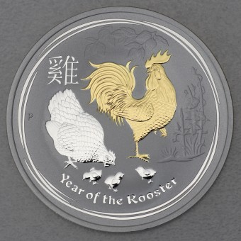 Silbermünze 1oz "Hahn" 2017 (vergoldet) Lunar II – Year of the Rooster (Australien)