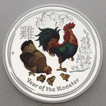 Silbermünze 1oz "Hahn" 2017 (PP/koloriert) Lunar II – Year of the Rooster (Australien)