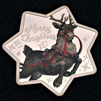 Silbermünze 1oz "Christmas" 2019 (PP/koloriert) Star-Shaped Coin (Australien)