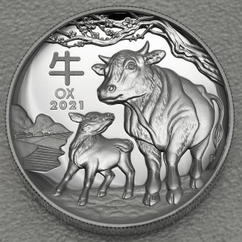 Silbermünze 1oz "2021 Ochse" Lunar III (HR) Stempelglanz High Relief