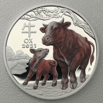 Silbermünze 1oz "Ochse" 2021 (koloriert) Lunar III – Year of the Ox (Australien)