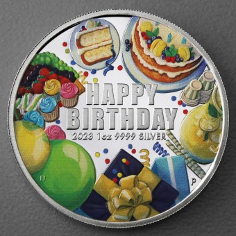 Silbermünze 1oz 2023 "Happy Birthday" Perth Mint Polierte Platte