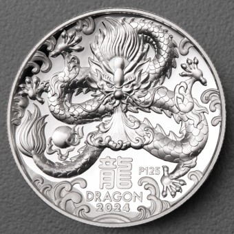 Silbermünze 1oz "2024 Drache" Lunar III (PP/HR) Polierte Platte / High Relief