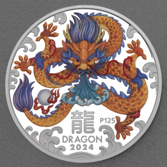 Silbermünze 1oz "Drache" 2024 (PP/koloriert) Lunar III – Year of the Dragon (Australien)