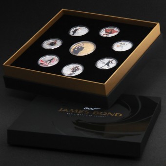 Silbermünze 1oz +7 x 1/2oz "Roger Moore" 2024 (PP/kol./verg.) Set – 8-teilig James Bond (Tuvalu)