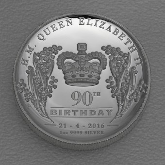 Silbermünze 1oz "90th Birthday" 2016 (PP/HR) H. M. Queen Elizabeth II. (Australia)