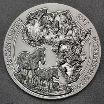 Silbermünze 1oz "Zebra" 2011 African Ounce (Ruanda)