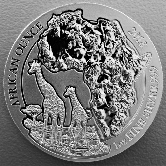 Silbermünze 1oz "Giraffe" 2018 African Ounce (Ruanda)