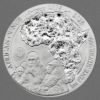 Silbermünze 1oz "Berggorilla" 2023 African Ounce (Ruanda)