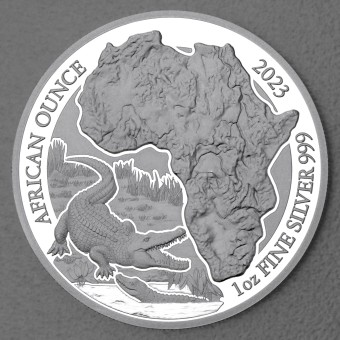 Silbermünze 1oz "Krokodil" 2023 (PP) African Ounce (Ruanda)