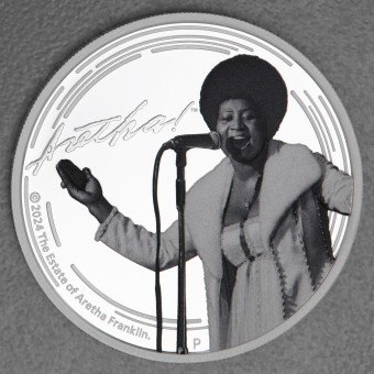 Silbermünze 1oz "Aretha Franklin" 2024 (PP/koloriert) (Tuvalu)