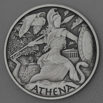 Silbermünze 1oz "Athena 2022" AF (diff.) "Gods of Olympus" Serie - Antique Finish