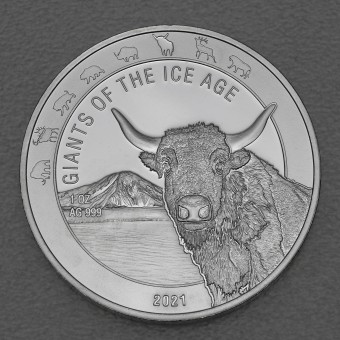 Silbermünze 1oz "Auerochse" 2021 Giants of Ice Age (Ghana)