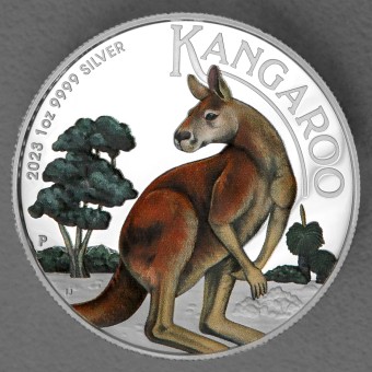 Silbermünze 1oz "Känguru" 2023 (PP/HR/koloriert) (Australien)
