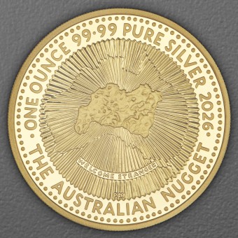 Silbermünze 1oz "Australian Nugget" (PP/vergoldet) Hobart Money Expo Special (Australien)