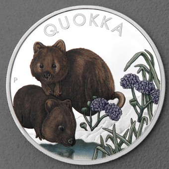 Silbermünze 1oz "Australian Quokka 2023" coloriert Polierte Platte
