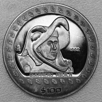 Silbermünze 1oz "Azteken/Guerrero Aguila1992" Mexiko "Präkolumbische Kulturen"