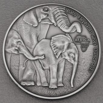 Silbermünze 1oz "Baby Elefanten" 2013 (AF) Africa Silver Ounce (Gabun)