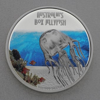 Silbermünze 1oz "Box Jellyfish" 2011 (PP/kol.) Deadly and Dangerous (Tuvalu)