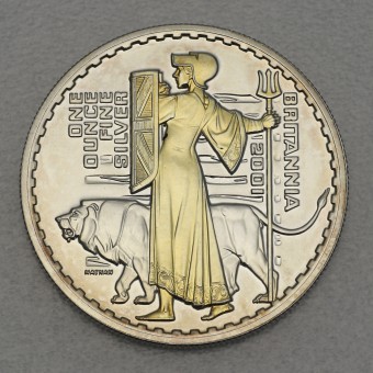 Silbermünze 1oz "Britannia 2001" gilded 