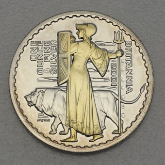 Silbermünze 1oz "Britannia 2001" gilded 