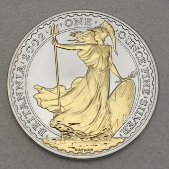 Silbermünze 1oz "Britannia 2002" gilded 