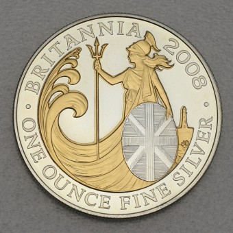 Silbermünze 1oz "Britannia 2008" gilded 