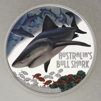 Silbermünze 1oz "Bull Shark" 2017 (PP/koloriert) Deadly and Dangerous (Tuvalu)