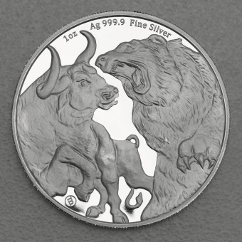 Silbermünze 1oz "Bull and Bear 2021,19%" (Tokelau) 