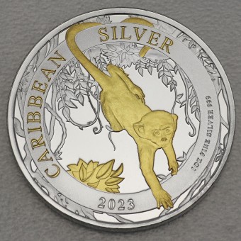 Silbermünze 1oz "Monkey" 2023 gilded Caribbean Silver (Barbados)