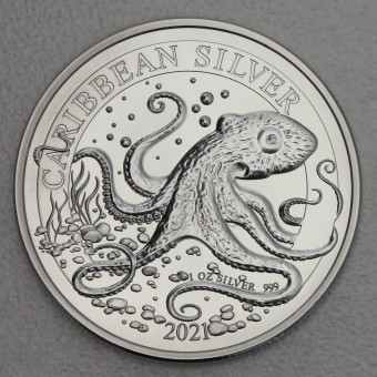 Silbermünze 1oz "Octopus 2021" Caribbean Silver (Barbados)